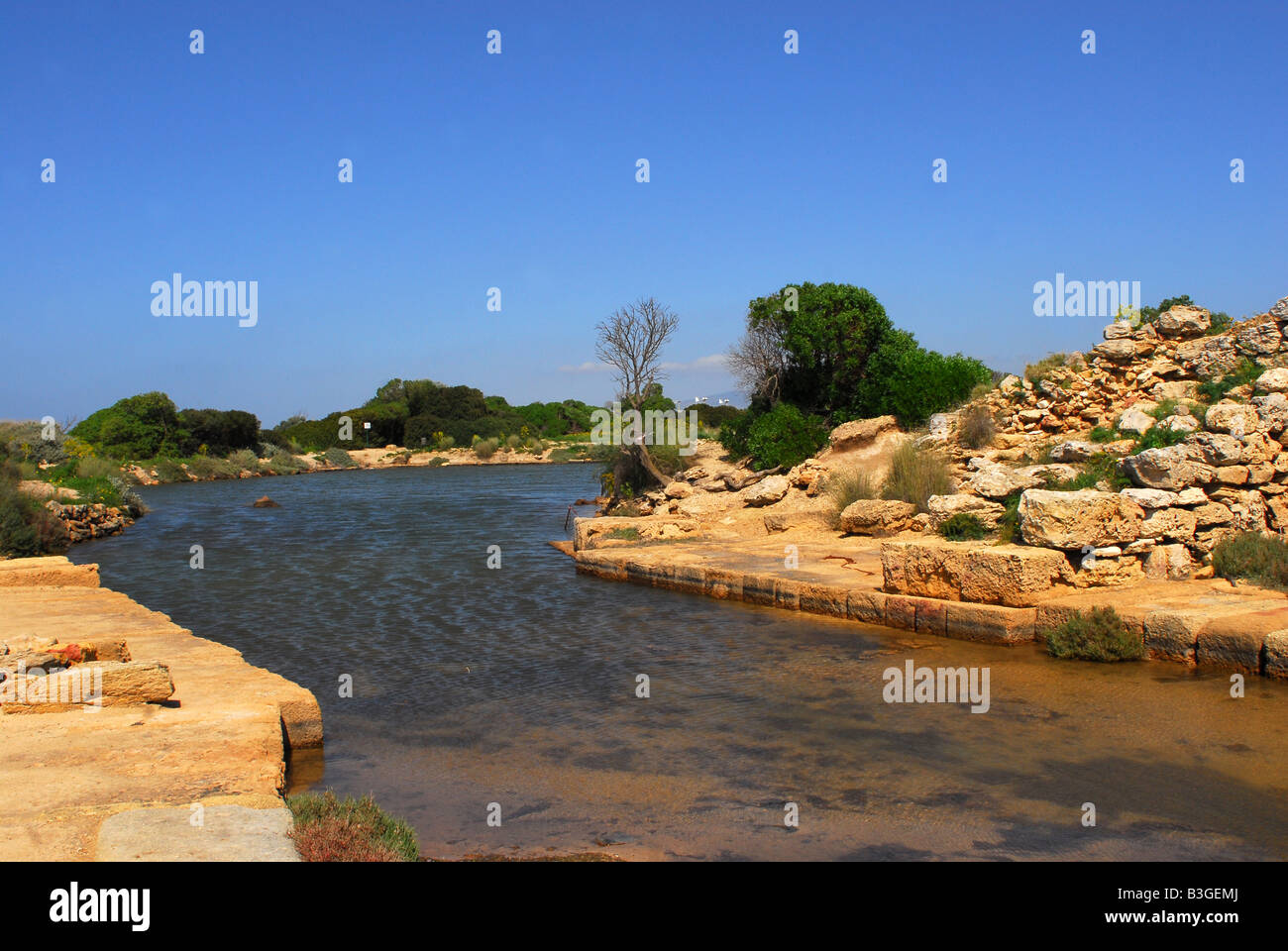 Die Insel Mozia direkt an die Saline zwischen Trapani und Marsala Stockfoto