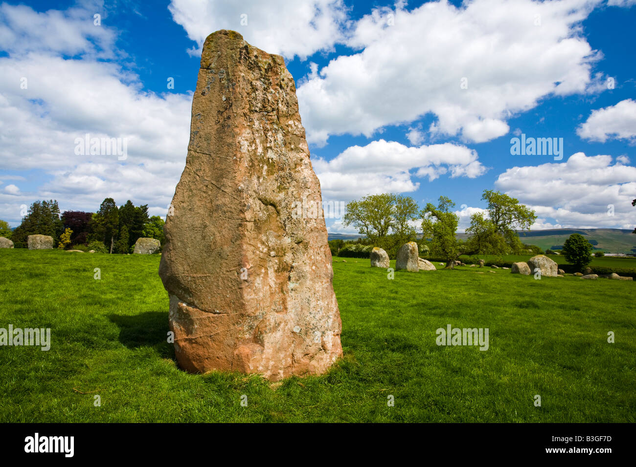 England Cumbria wenig Salkeld lange Meg und ihre Töchter Kreise eines der feinsten Stein im Norden von England gefunden werden Stockfoto