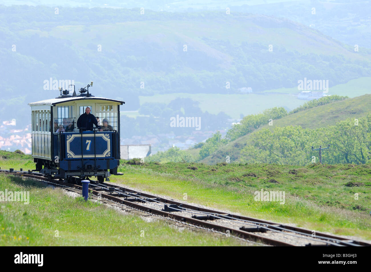 Der Great Orme Straßenbahn in Llandudno Nord-Wales Stockfoto