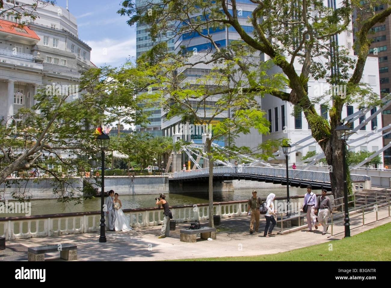 Cavenagh Brücke, Singapur Stockfoto