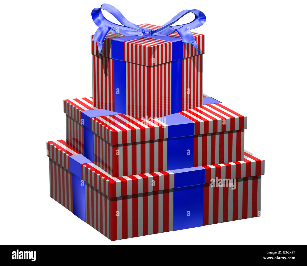 Isolierte Darstellung der Geschenk verpackt präsentiert Stockfoto