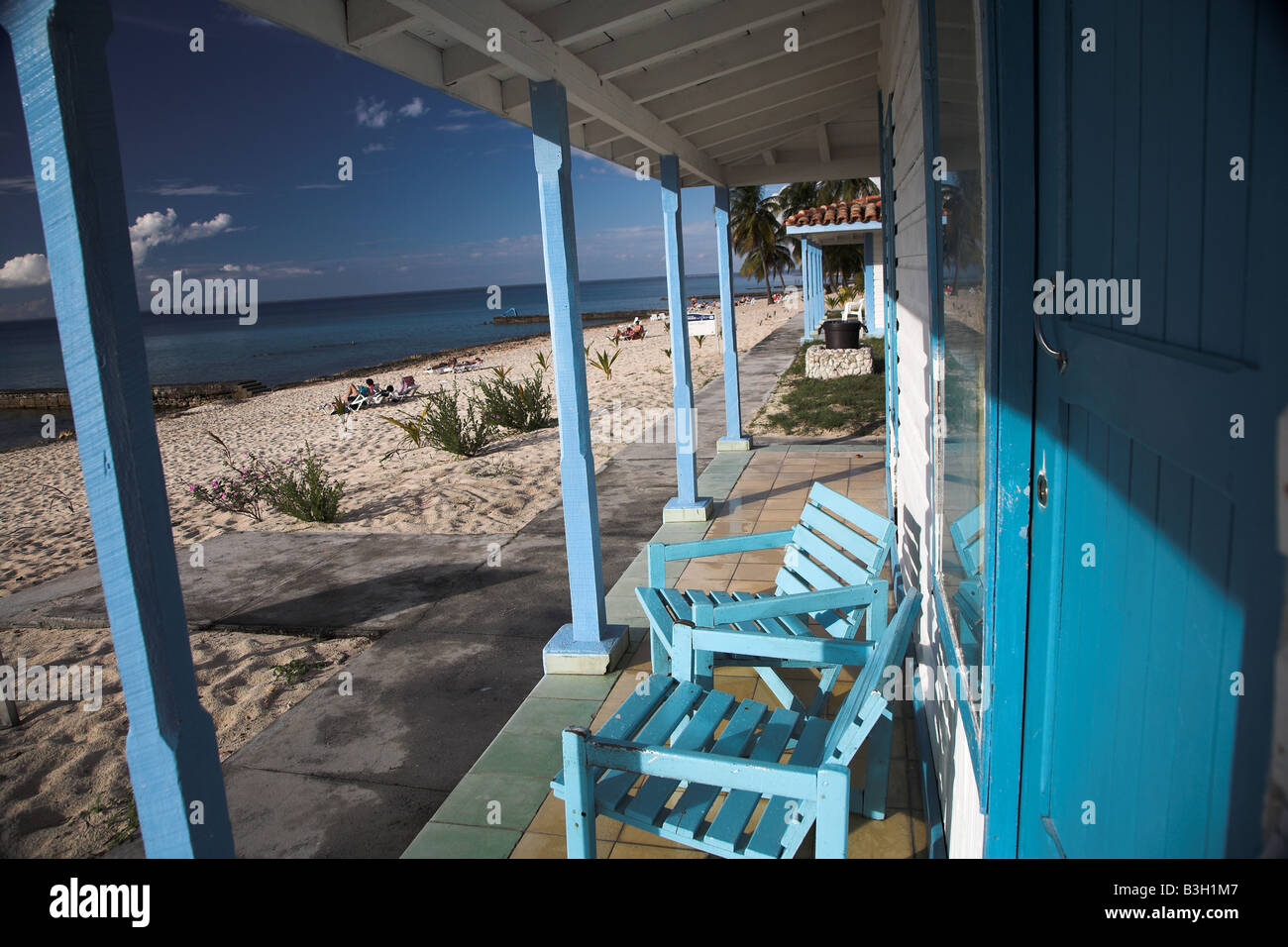 Das Strand-Chalet im Resort in Maria La Gorda in Kuba. Stockfoto