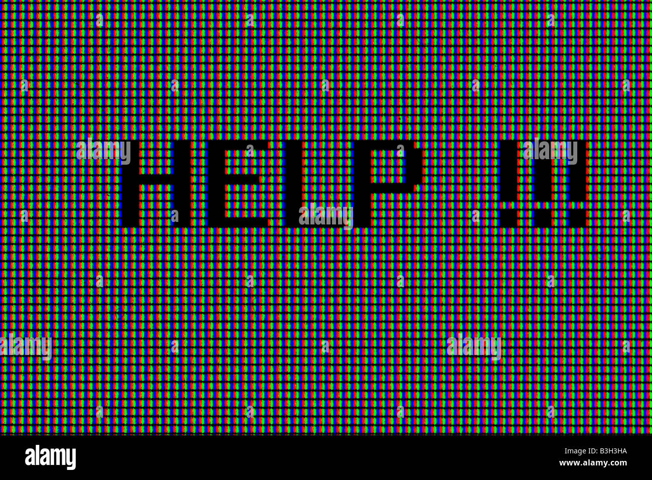 HELFEN Sie, extreme Makroaufnahme einer LCD-Computer-Monitor, RGB-Pixel sichtbar Stockfoto