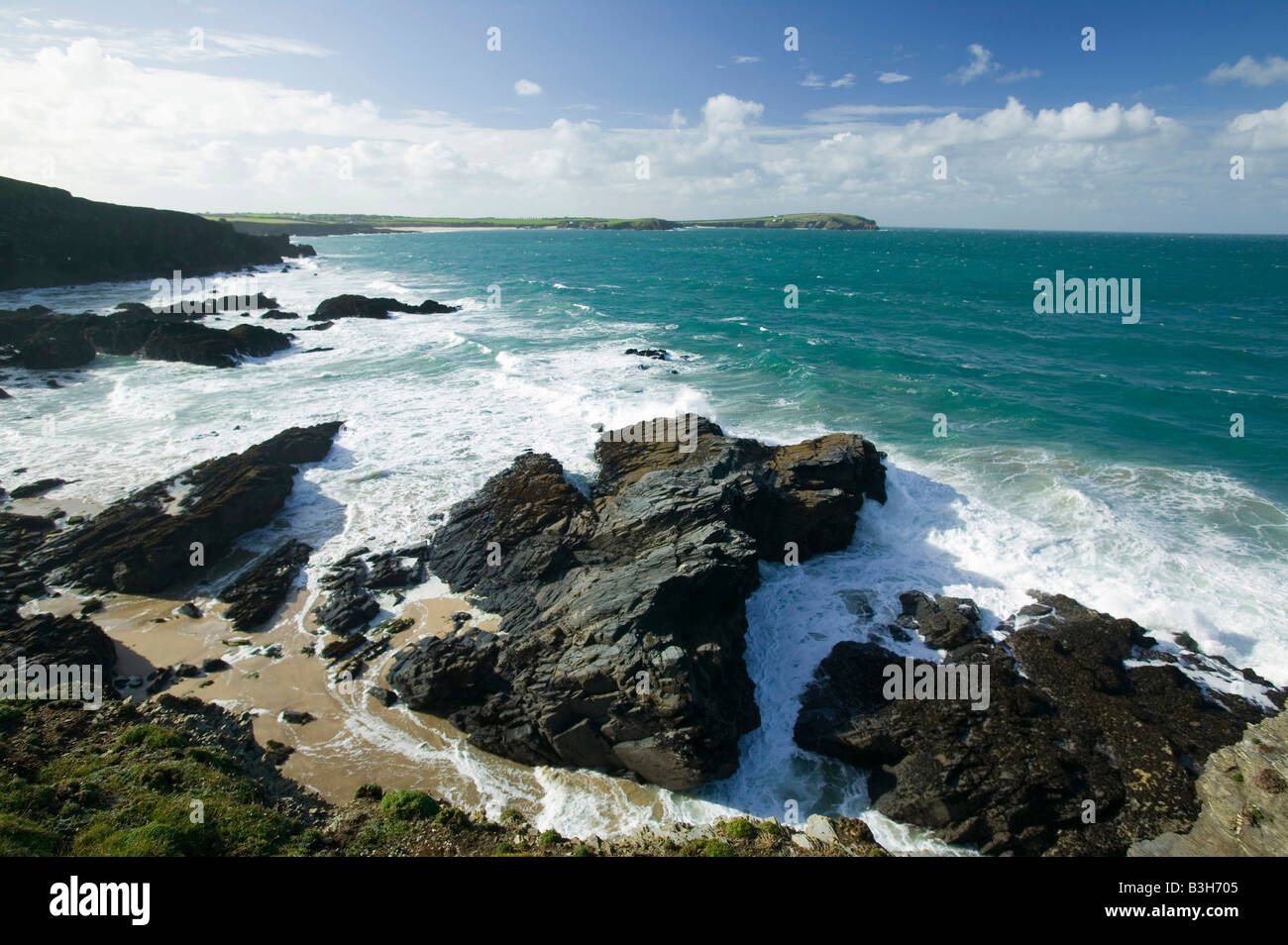 Trevose Head von Stepper Point in der Nähe von Padstow auf die Cornish coast UK Stockfoto