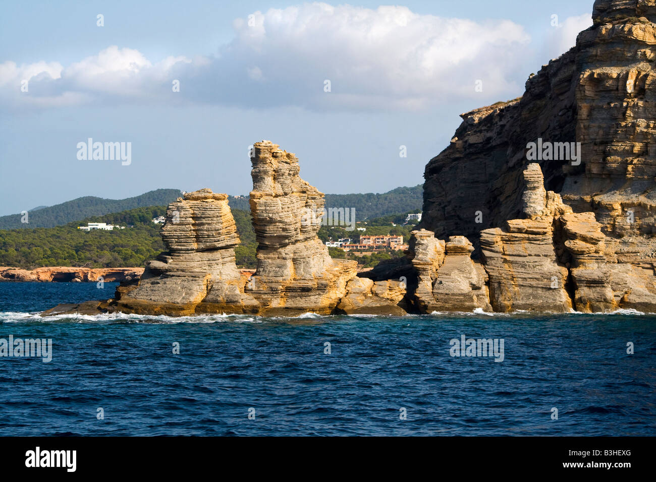 Bizarre Felsen am Nord-westlichen Küste von Ibiza Stockfoto