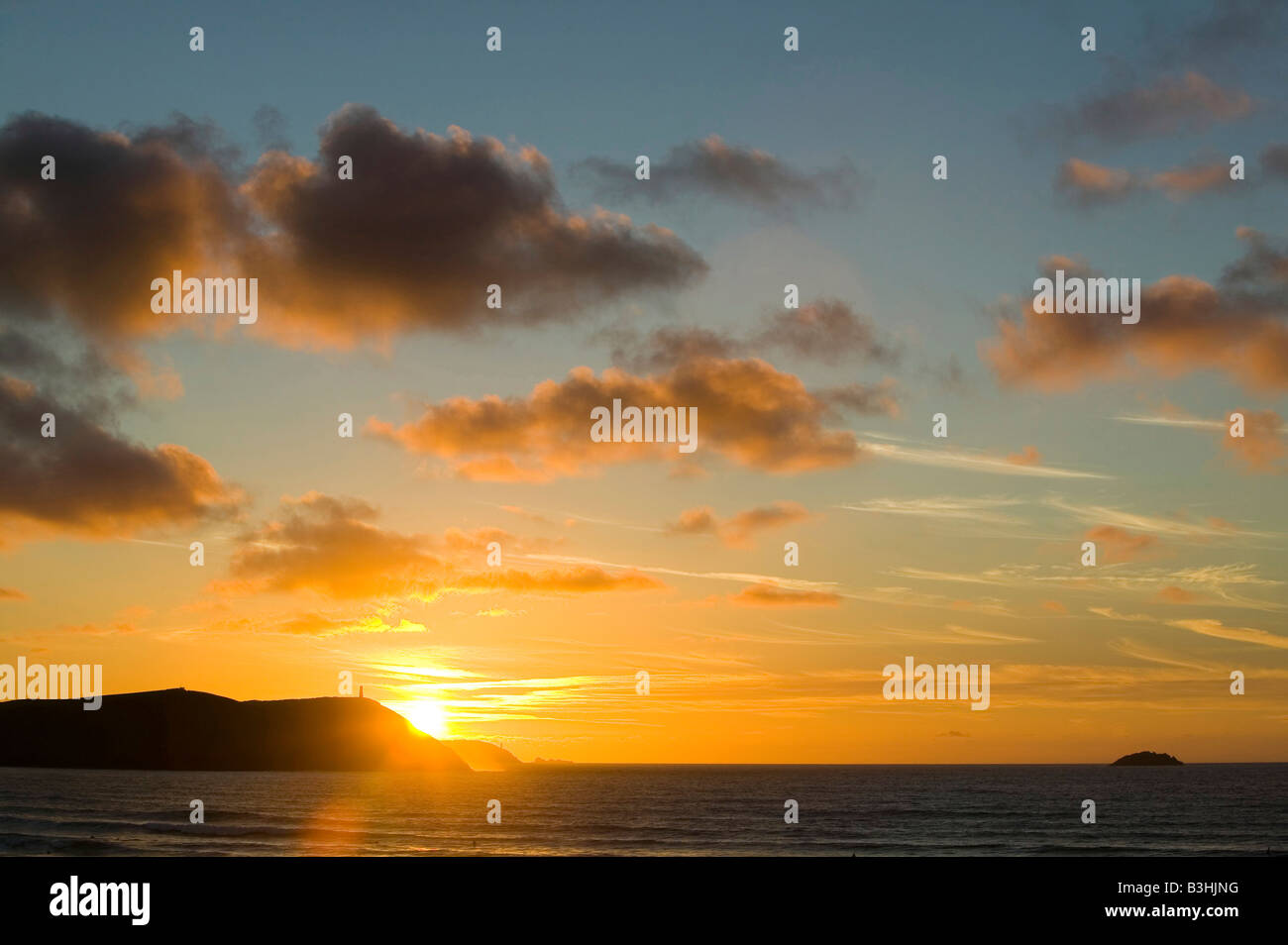 Stepper Point und Trevose Head Polzeath Strand Cornwall UK Stockfoto