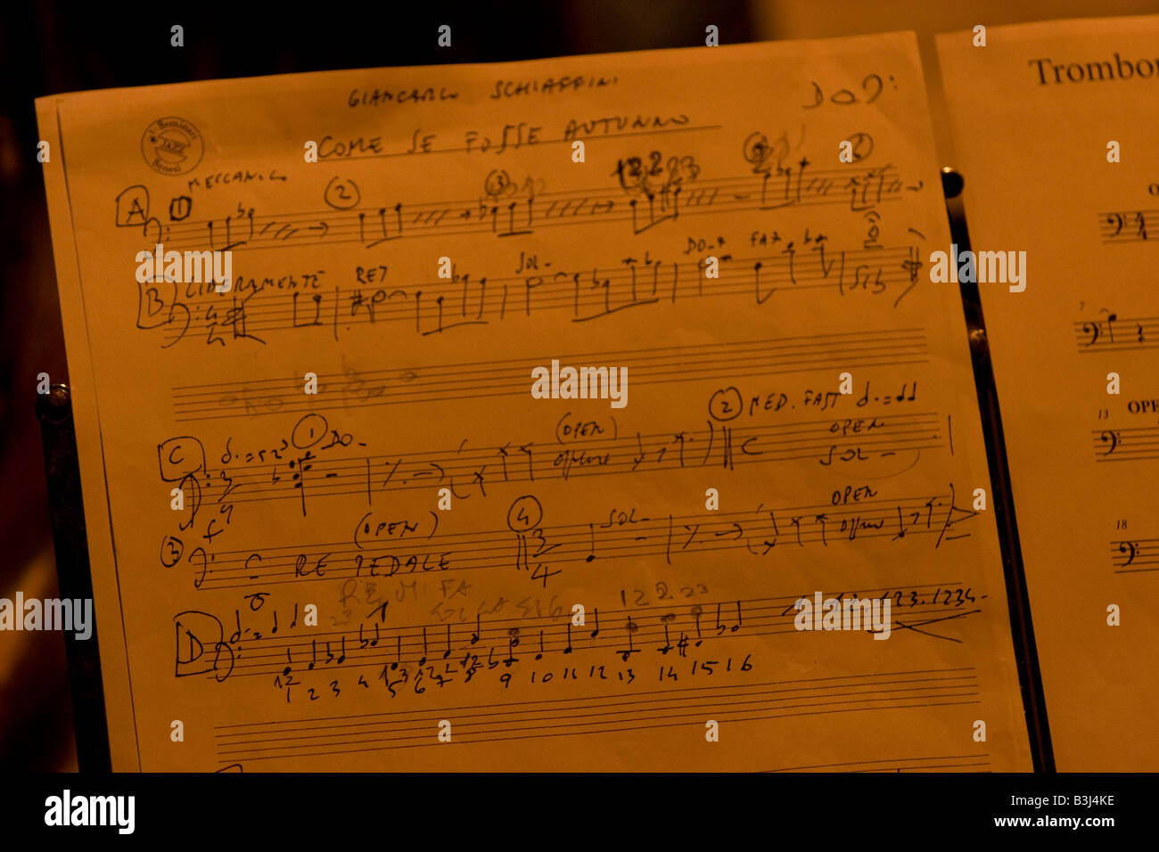 handschriftliche Noten Stockfoto