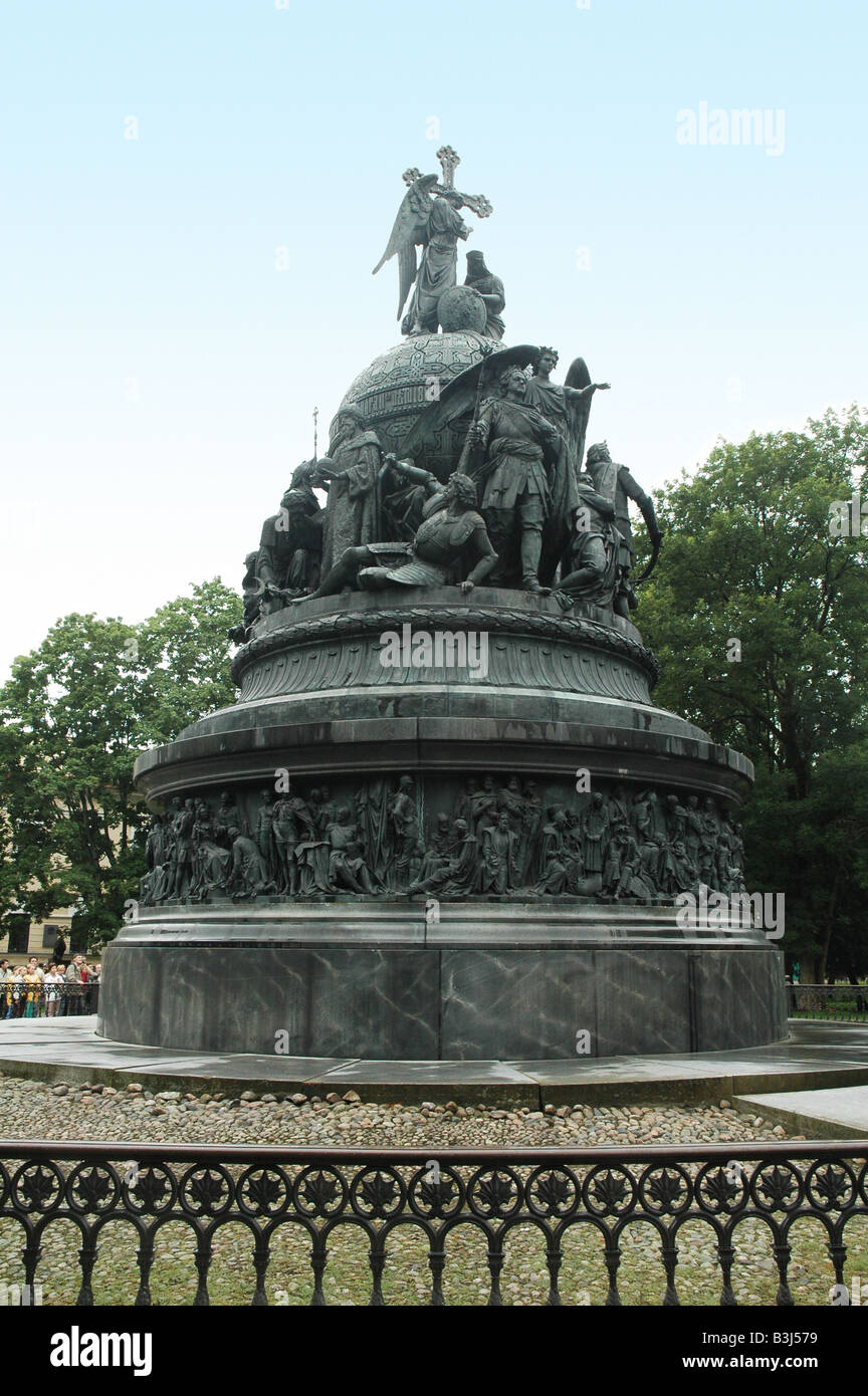 Bronze-Denkmal Russlands Jahrtausend Jahr 1862 Nowgorod Stockfoto