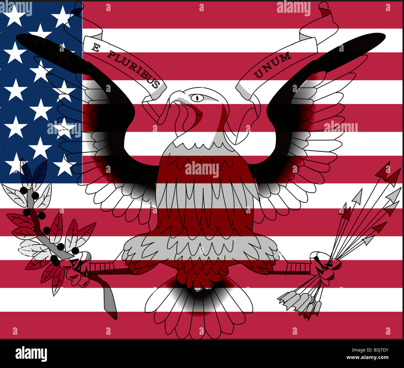 Die Great Seal Of The Vereinigte Staaten von Amerika American flag Stockfoto