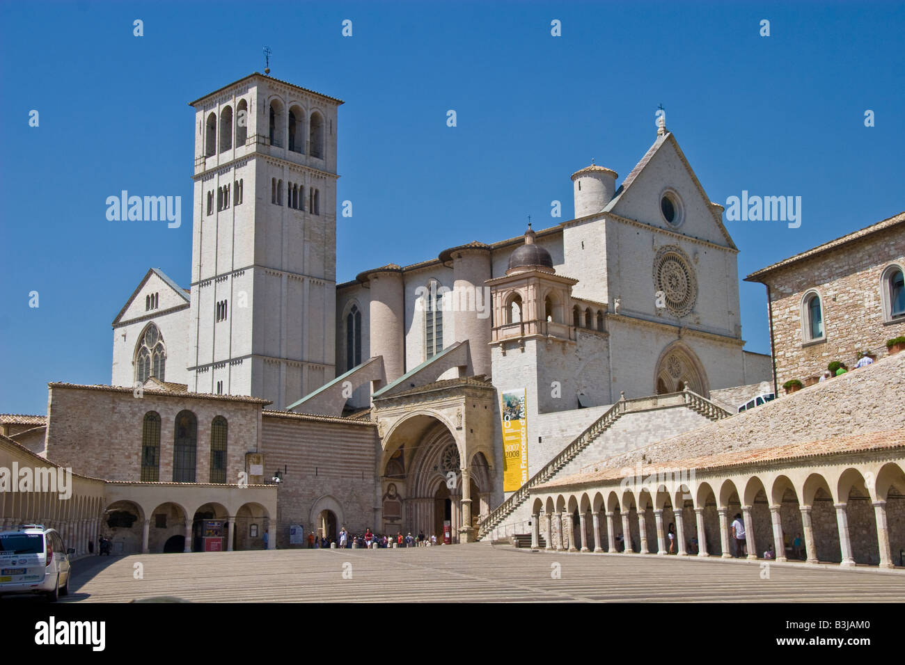 Italien Umbrien Assisi Basilika Kirche San Francesco Franziskaner religiösen Heiligen Franz von Assisi Erdbeben, quake Dach Coll Stockfoto