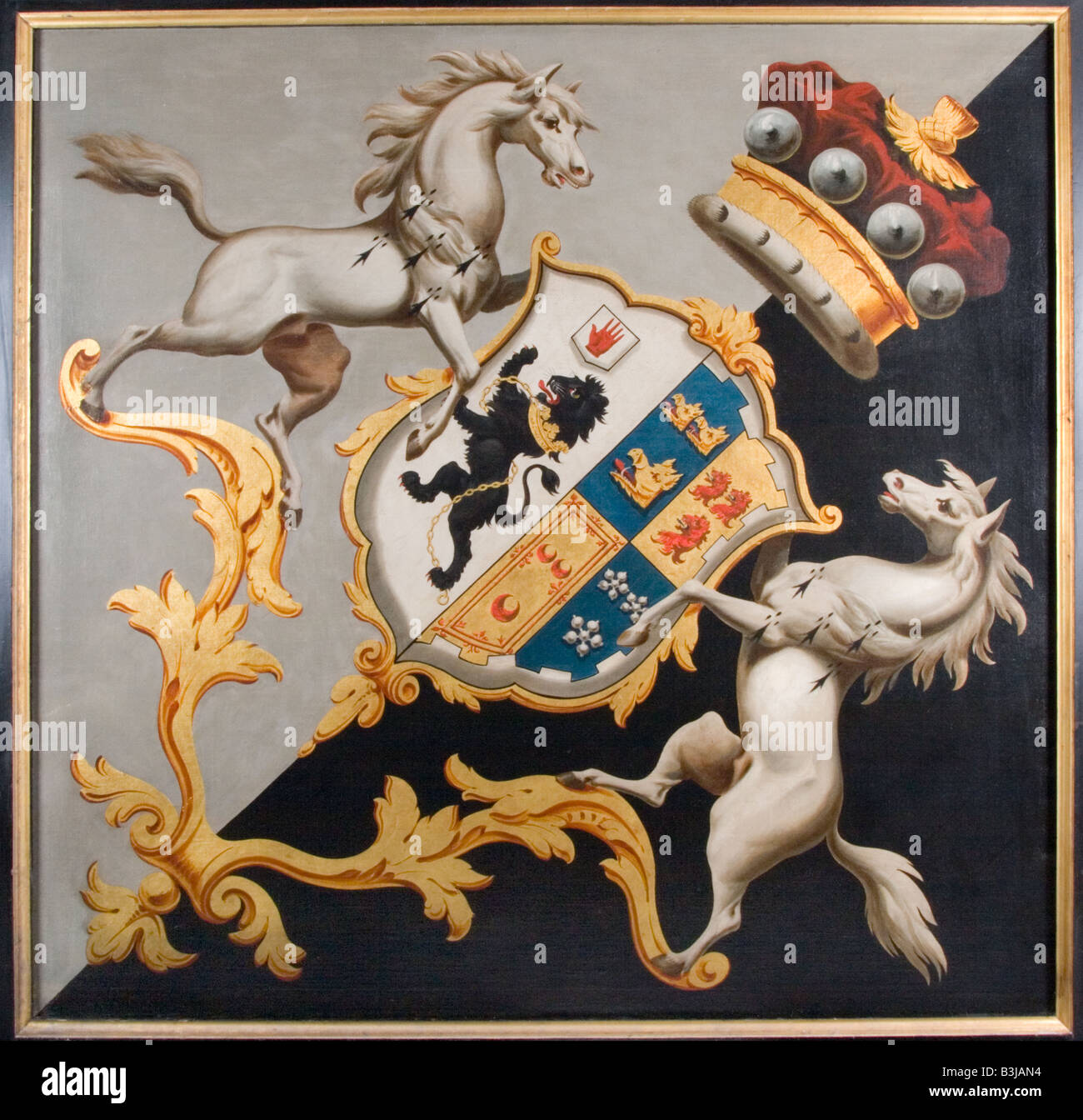 Wappen der Ölmalerei ein quadratisches Format. Fron Str. Marys Kirche. Haverfordwest.  58215 StMary Stockfoto
