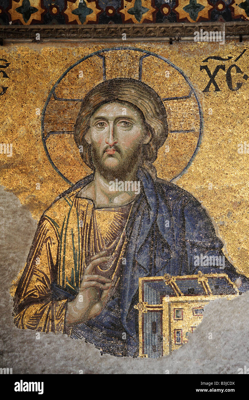 Deësis Mosaik mit Christus als Herrscher, Hagia Sophia, Istanbul, Türkei Stockfoto