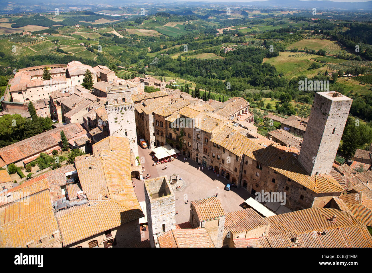 San Gimignano aus Torre Grossa, Toskana, Italien Stockfoto