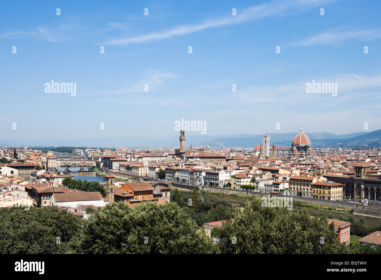 Blick über die Dächer von Piazzale Michelangelo, Florenz, Toskana, Italien Stockfoto