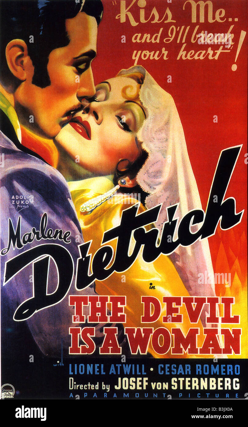 DER Teufel ist eine Frau 1935 Poster für Paramount Film mit Marlene Dietrich und Cesar Romero Stockfoto