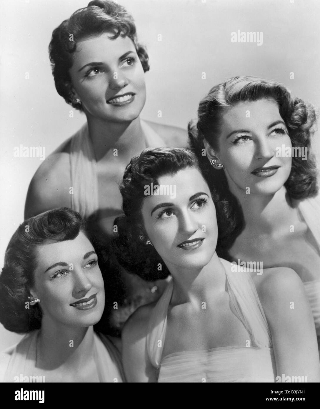 CHORDETTES Werbefoto der amerikanischen Gesangsgruppe über 1957. Von links: Lynn Evans, Marjorie Needham, Carol Buschmann, Janet Ertel. Stockfoto