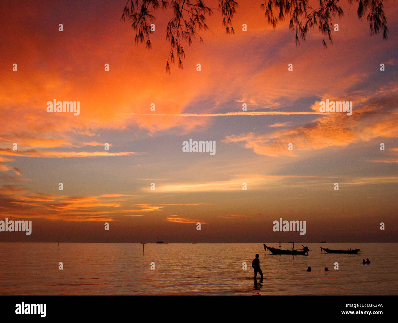Sonnenuntergang am Sairee Beach, Koh Tao, thailand Stockfoto