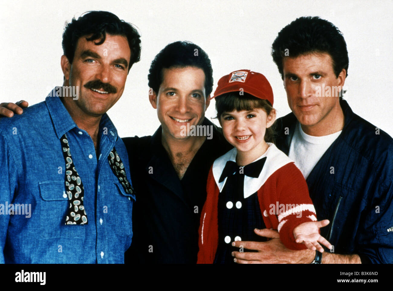 DREI Männer und ein wenig LADY 1990 Touchstone-Film mit aus l: Tom Selleck, Steve Guttenberg, Nancy Travis und Ted Danson Stockfoto