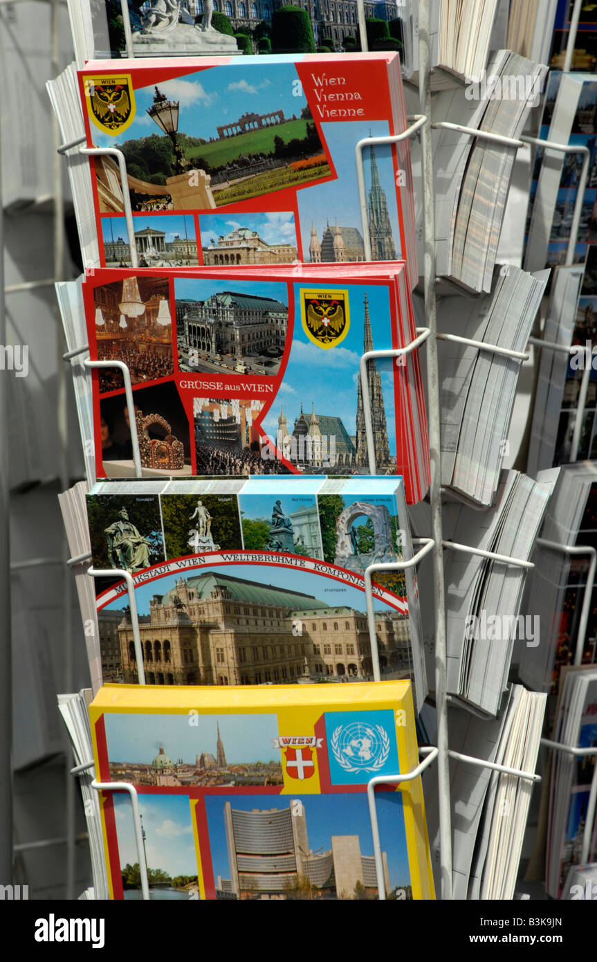 Touristische Postkarten, Wien, Österreich Stockfoto