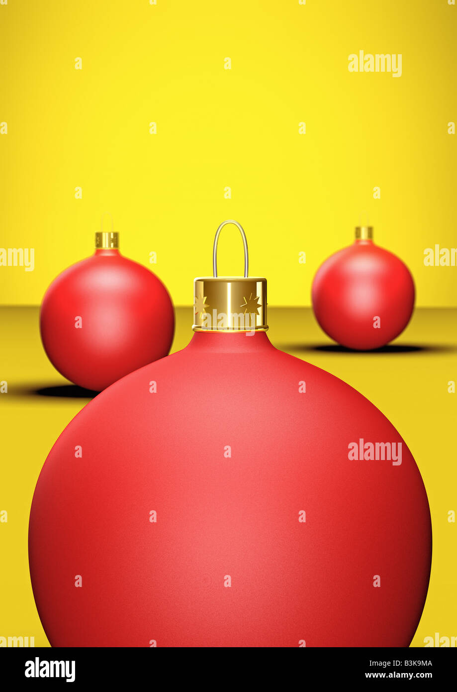 3 Christmas Ball ornaments Christbaumkugeln Stockfoto