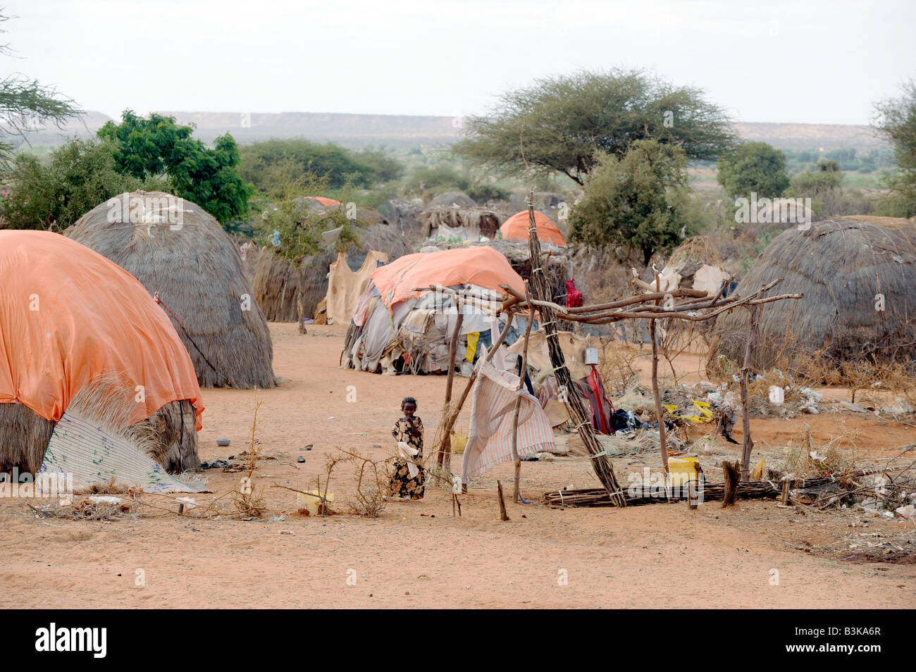 Belet Amin ein Lager für Vertriebene Somalis in der Nähe der Grenze mit wüstenartigen Stockfoto
