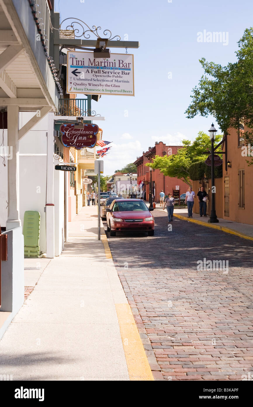Charlotte Street in der Innenstadt von St. Augustine Florida Stockfoto