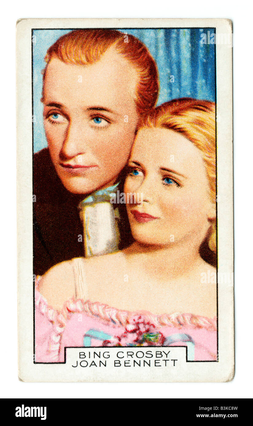 Gallaher die Zigarette Ausgabekarten in 1935 zur Veranschaulichung Film Partner Bing Crosby & Joan Bennett Stockfoto