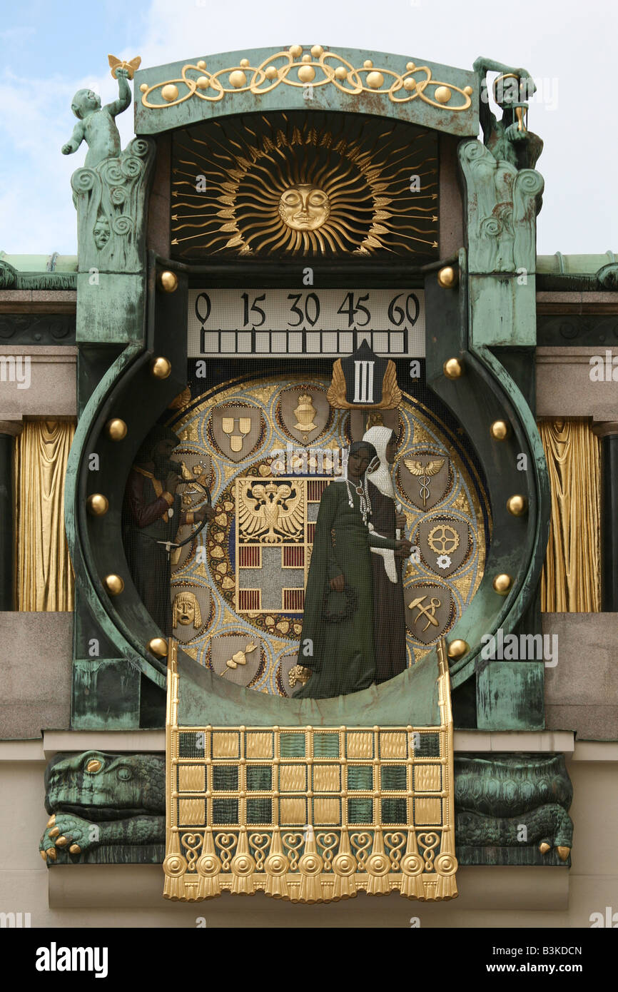 Ankeruhr Uhr bei Hoher Markt in Wien, Österreich Stockfoto