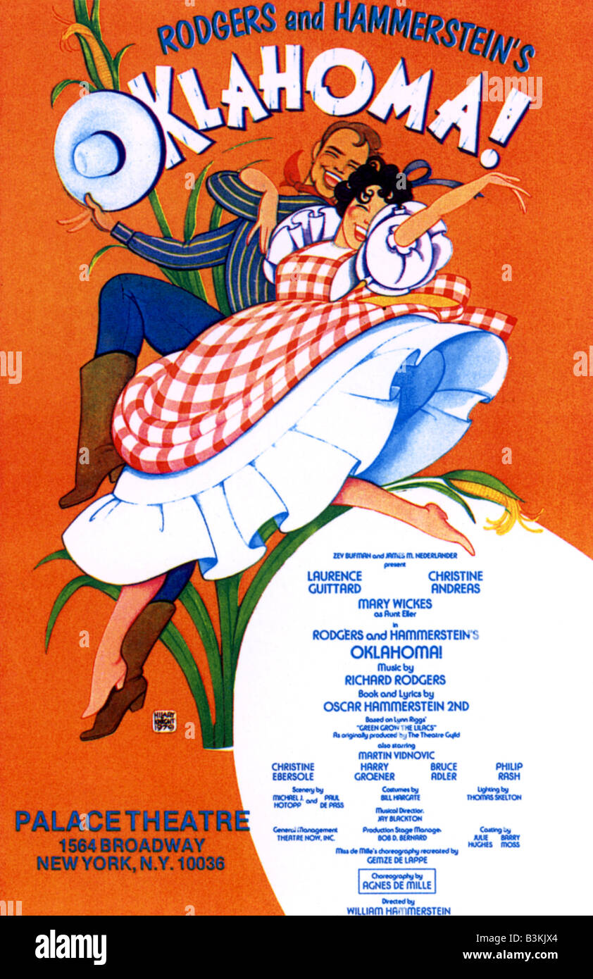 OKLAHOMA-Plakat für die ursprüngliche 1943 Broadway-Inszenierung Stockfoto