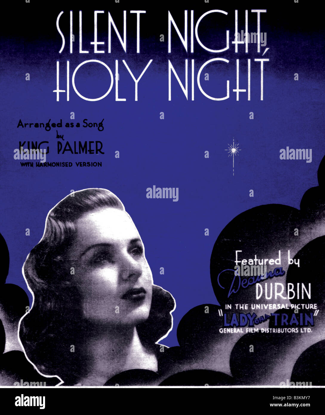 DEANNA DURBIN Noten für Stille Nacht, Heilige Nacht gesungen von ihr in dem 1945 Universal Film Lady On A Train Stockfoto