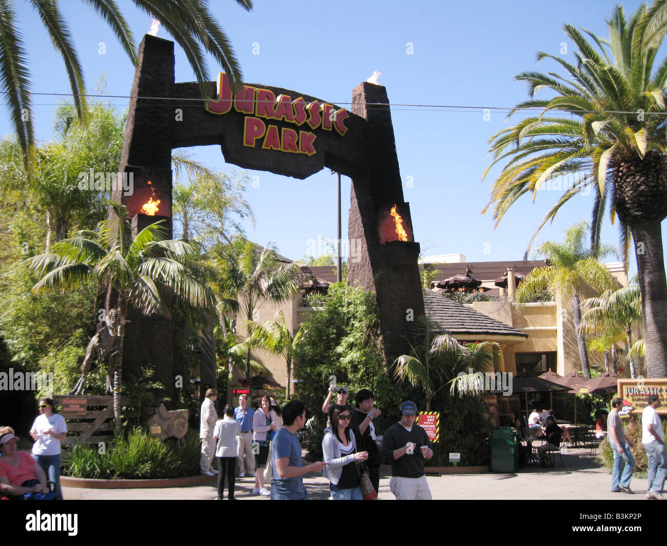 UNIVERSAL STUDIOS, Hollywood-Eingang an der Jurassic Park ride Stockfoto