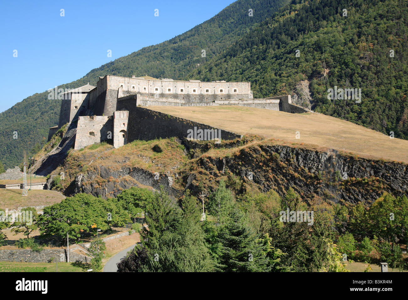 Festung Exilles Susatal Piemont Italien Stockfoto