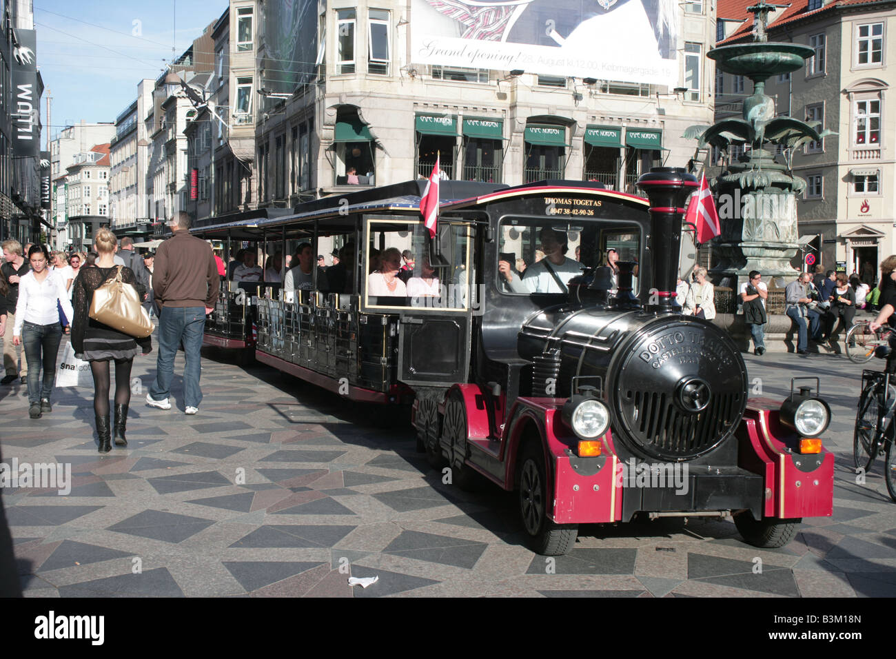 touristischen Zug, Strøget, Kopenhagen Dänemark Stockfoto