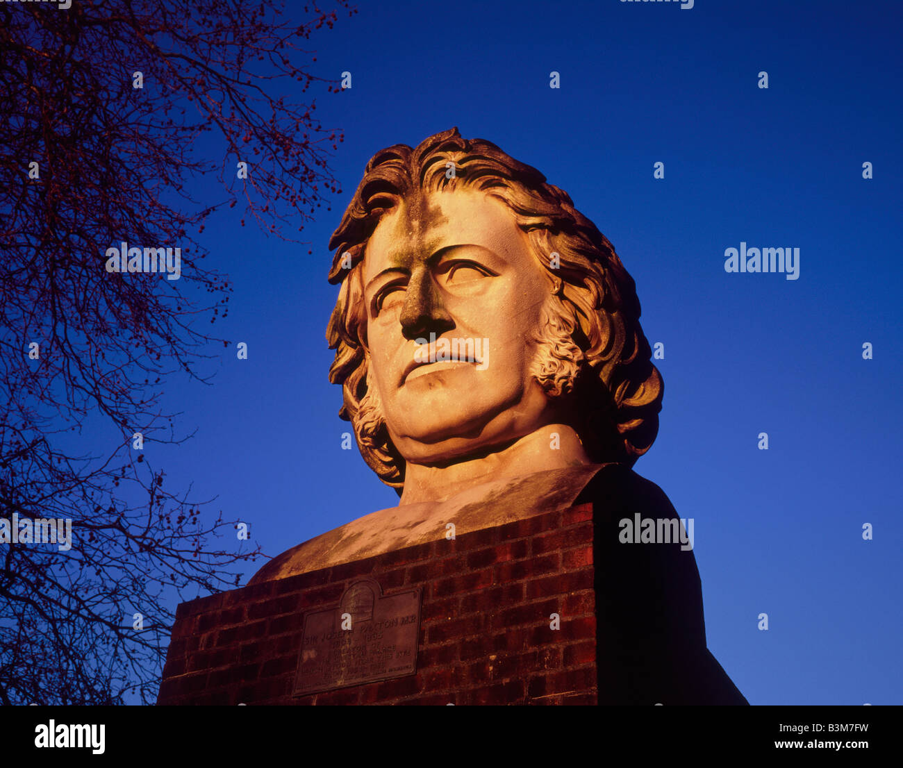 Büste von Joseph Paxton, Crystal Palace Park, London. Stockfoto