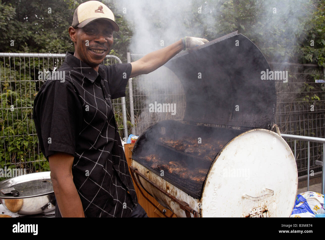 Karibisches Essen bei Notting Hill Karneval 2008 Stockfoto
