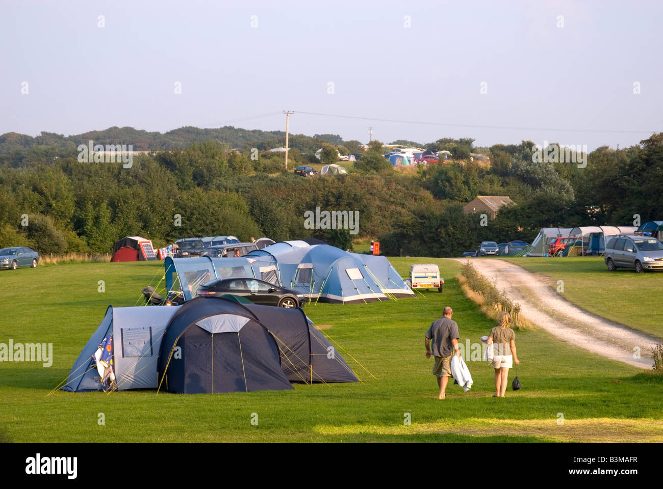 Campingplatz in Norfolk, Großbritannien Stockfoto