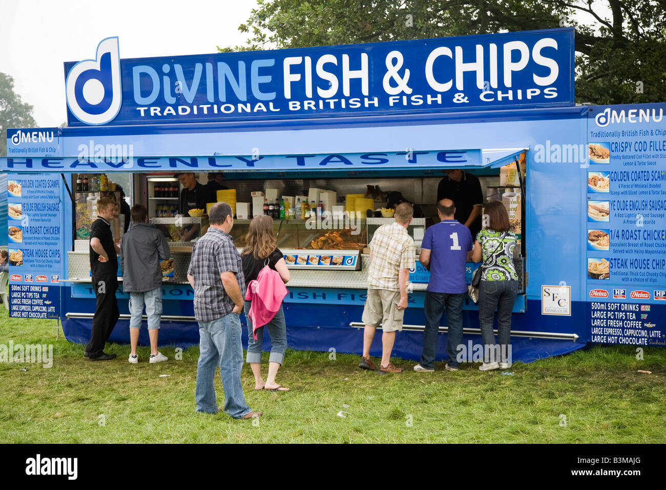 Fish & Chips Verkäufer oder Anbieter in Chatsworth Country Fair Derbyshire, Großbritannien Stockfoto