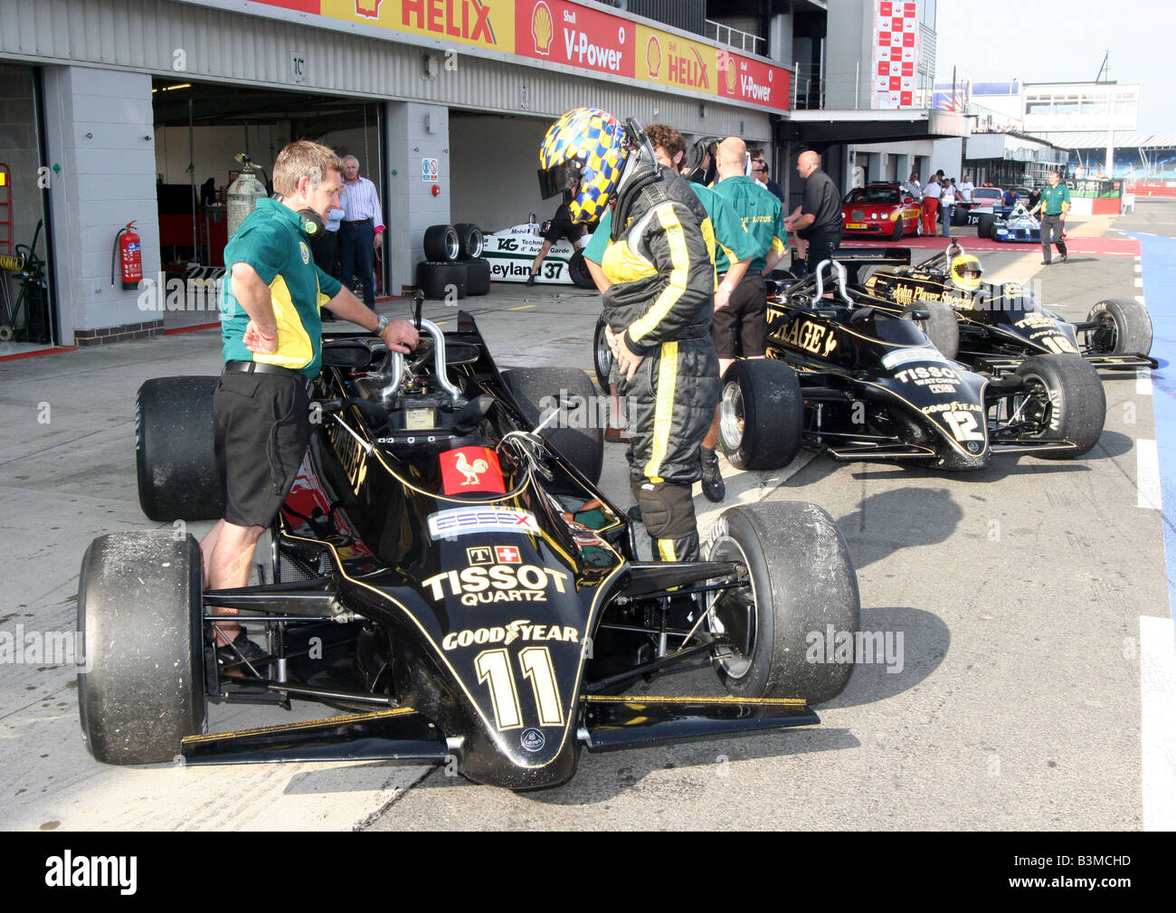 Dan Collins in Nr. 11 ein 1981-schwarz und Gold, John Player special Lotus 91-10 Stockfoto