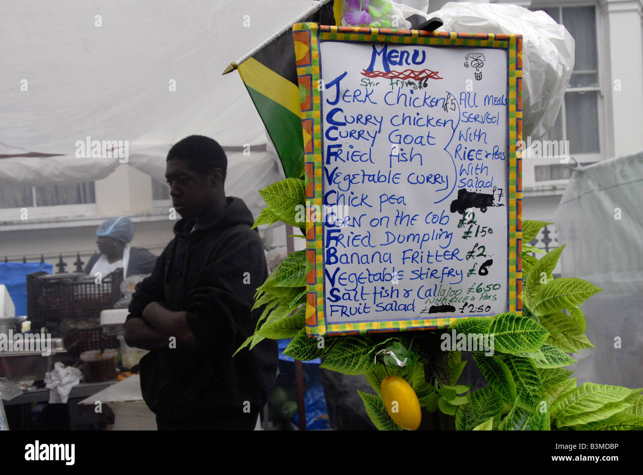 Karibisches Essen bei Notting Hill Karneval 2008 Stockfoto