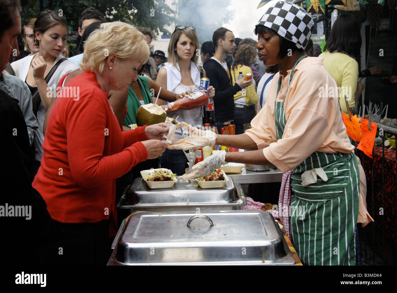Karibisches Essen bei Notting Hill Karneval 2008 Stockfoto
