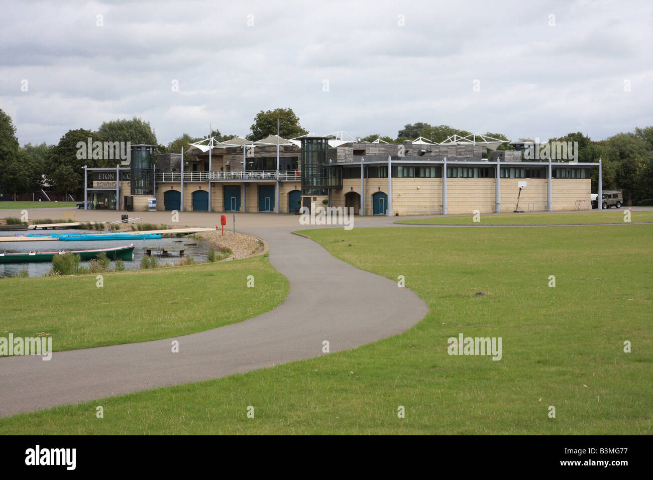 Dorney Lake, Eton College Rowing Centre mit dem Wettbewerb-See als Veranstaltungsort für die Olympischen Spiele 2012 in London genutzt, Stockfoto