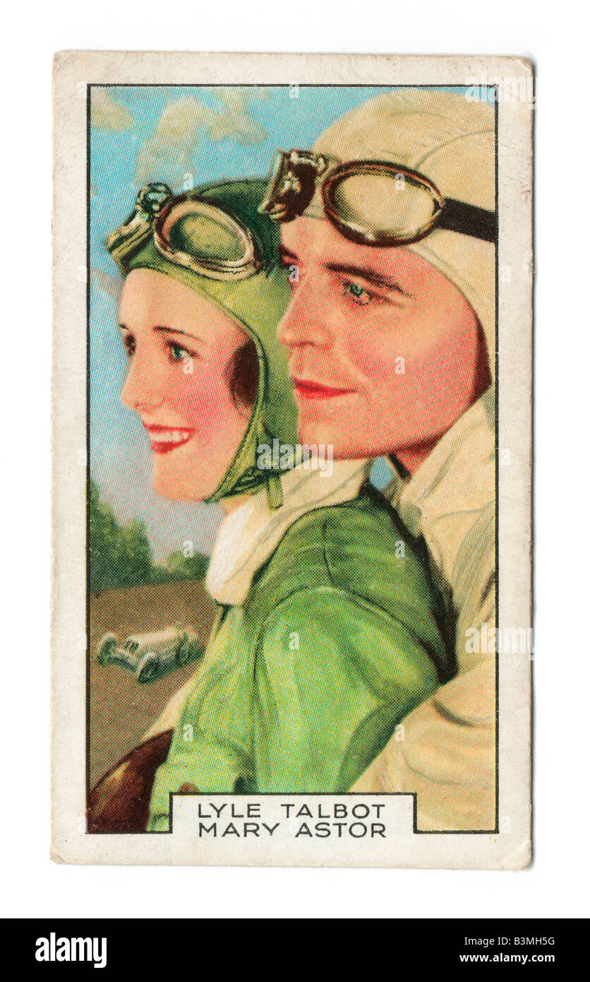 Gallaher die Zigarette Ausgabekarten in 1935 zur Veranschaulichung Film Partner Lyle Talbot & Mary Astor Stockfoto