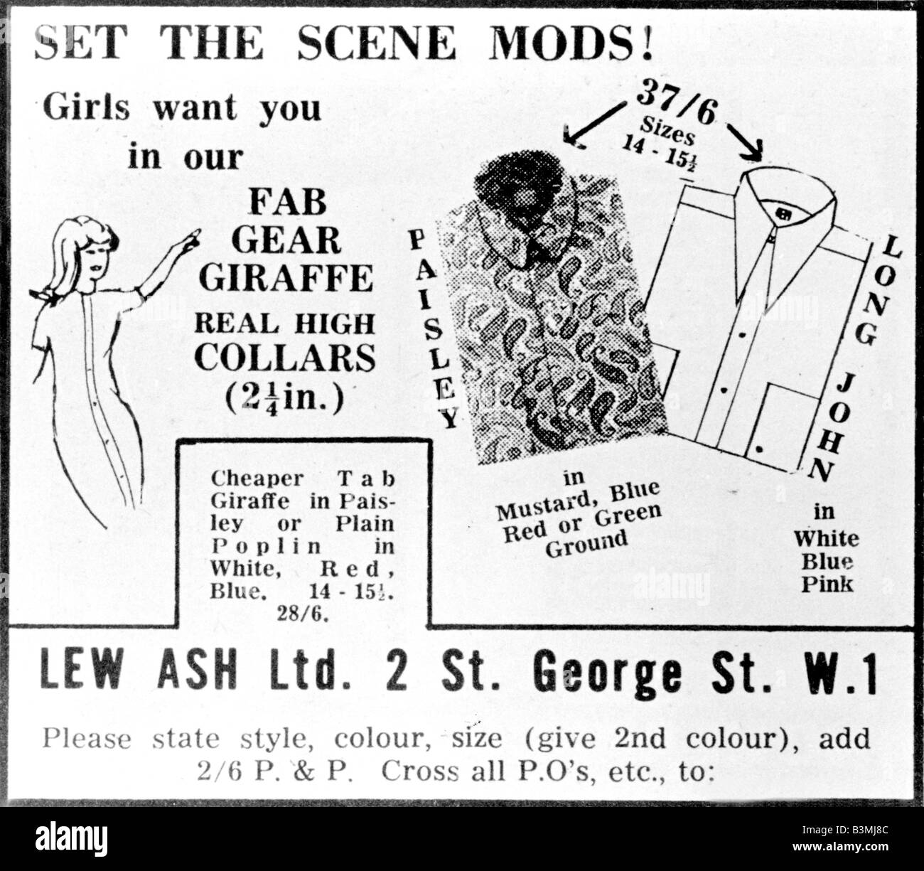 MOD-Mode Anzeige in einem britischen Magazin im Jahre 1966 Stockfoto