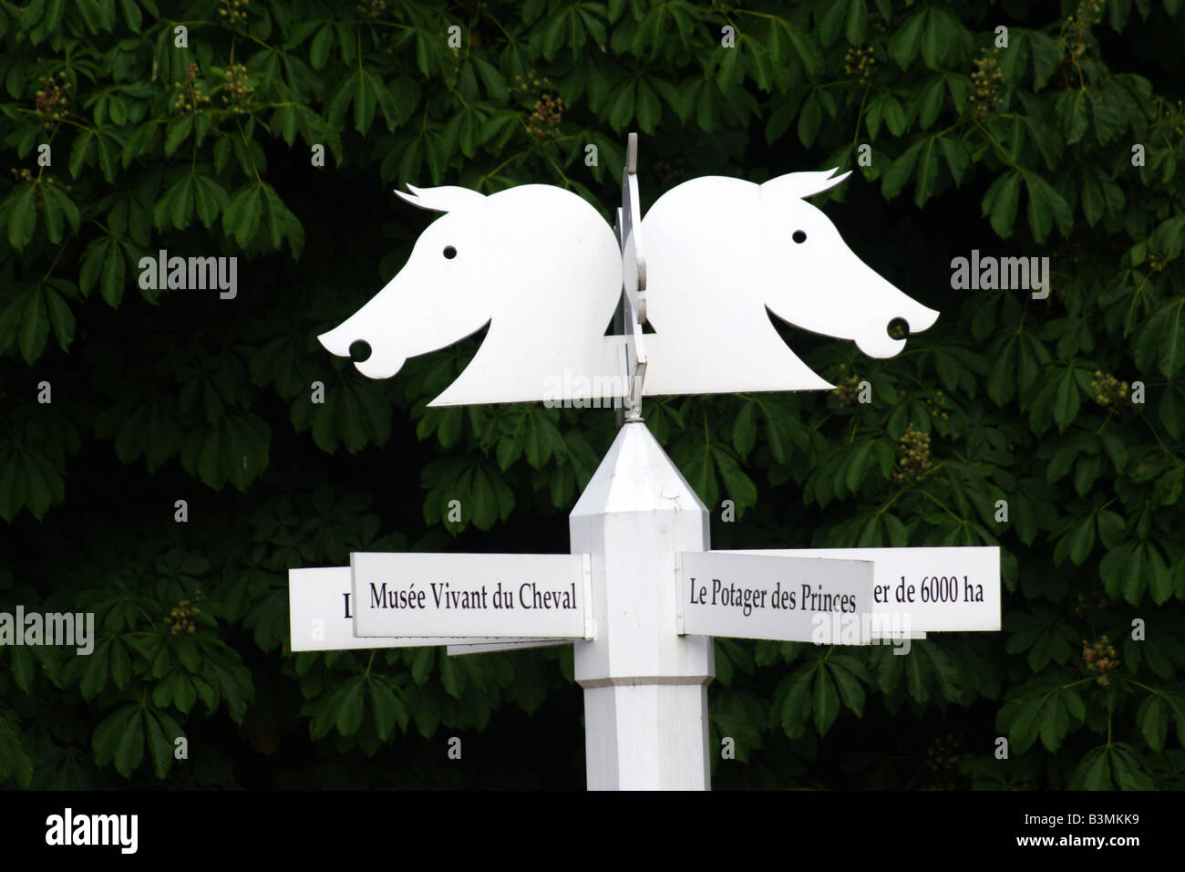 Frankreich-Ile de France Schild neben der Rennstrecke in Chantilly Stockfoto