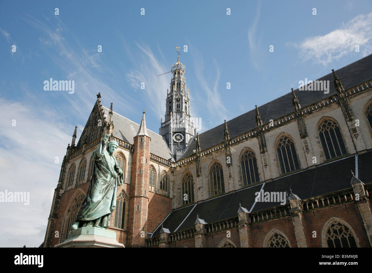Statue von Laurens Coster, Kirche St. Bavo, Haarlem, Niederlande Stockfoto
