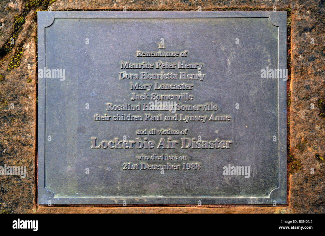 Gedenktafel am Denkmal für die Katastrophe von Lockerbie Luft, 1988.  Sherwood Crescent, Lockerbie, Dumfries and Galloway, Schottland,  Vereinigtes K Stockfotografie - Alamy