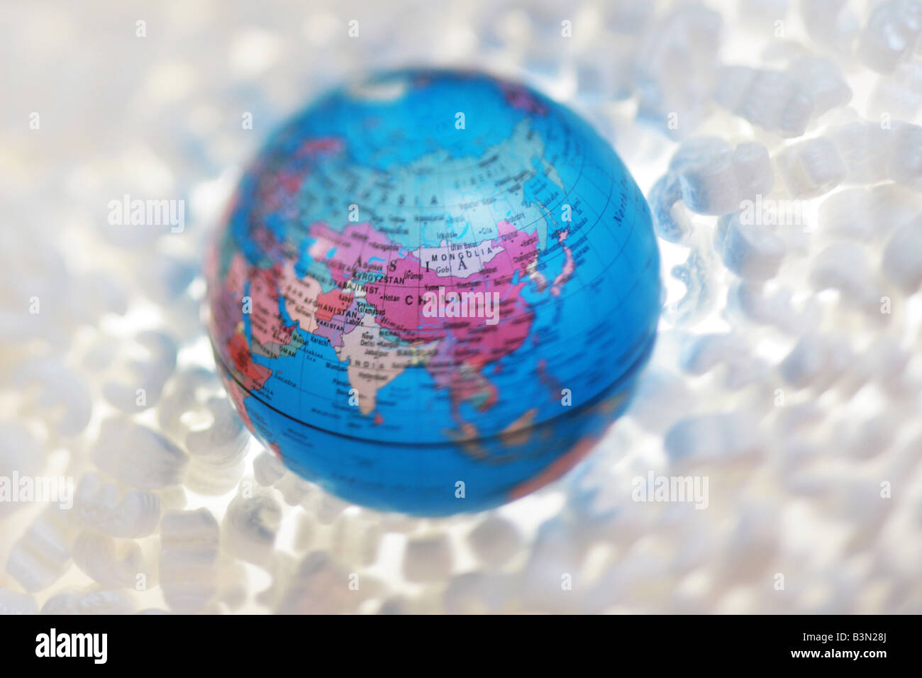 Globus in einer Schutzverpackung Stockfoto