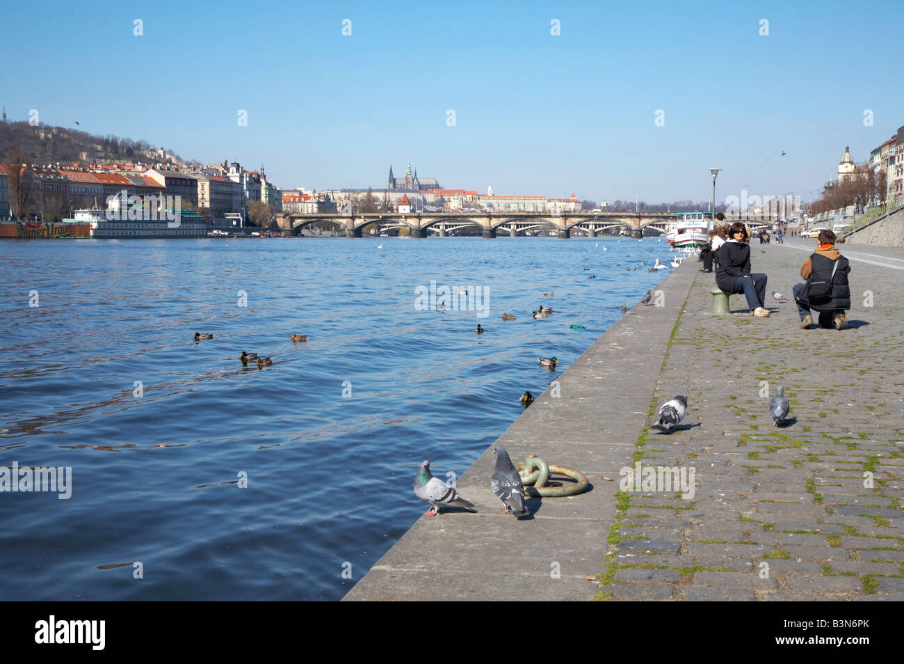 Blick über die Moldau, Prag, Tschechische Republik Stockfoto