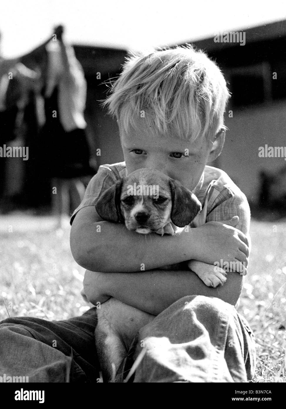 AMERICAN BOY mit seinem Hund über 1960 Stockfoto