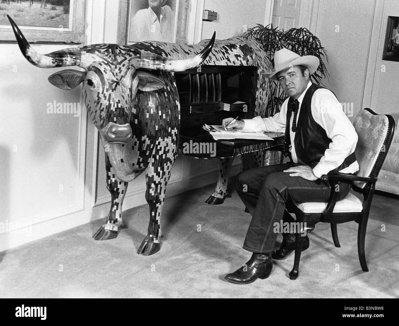Terry Trippet texanischen Millionär Besitzer Southfork Ranch in Dallas TV Programm 1985 Mirrorpix verwendet Stockfoto